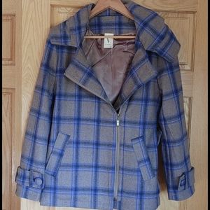 Hooded plaid Pea coat